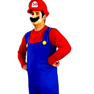 Men’s Mario costume - jumpsuit with hat. Mustache not included. Size Large